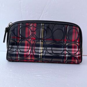 Coach Plaid Cosmetic Bag - Red and Black